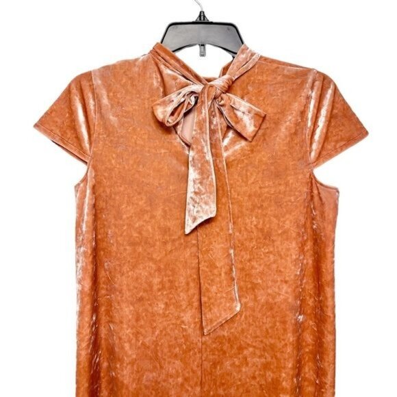 MADEWELL Crushed Velvet Mockneck Mini Dress in Peach Size S - Picture 10 of 10